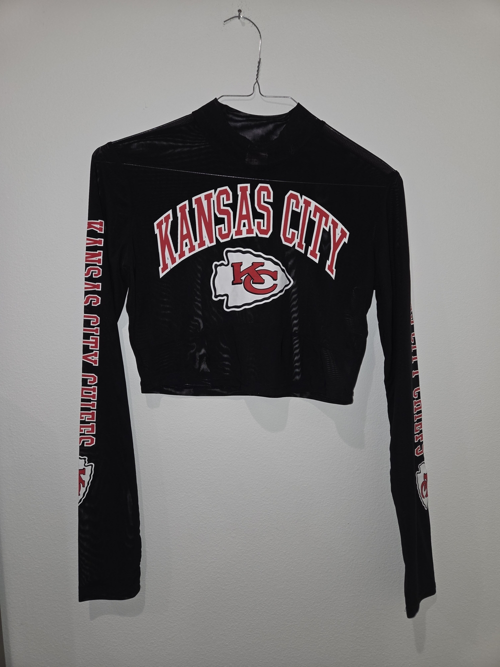 Kansas City Chiefs Mesh Black Crop Jacket - Women's Long Sleeve